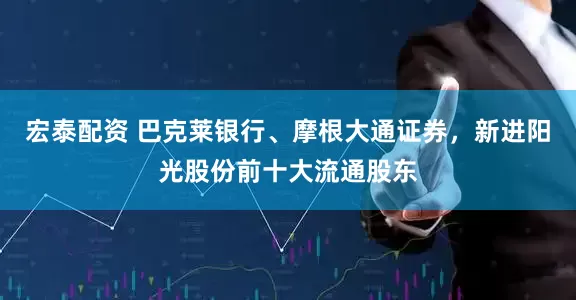宏泰配资 巴克莱银行、摩根大通证券，新进阳光股份前十大流通股东